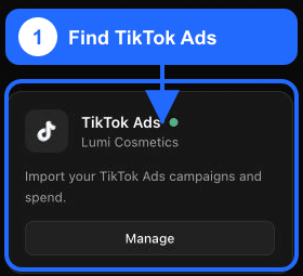 Tarjeta de TikTok Ads destacada en la página de integraciones de Fullmetrix