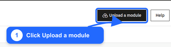 PrestaShop Module Manager with the Upload a module button highlighted