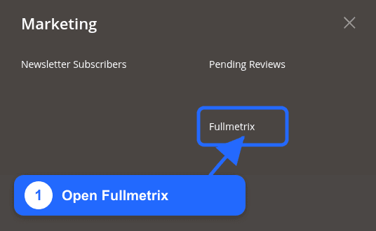 Menu Marketing de Magento avec Fullmetrix mis en évidence