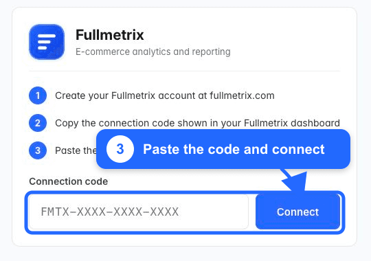 Sylius-Fullmetrix-Formular mit hervorgehobenem Feld und Connect
