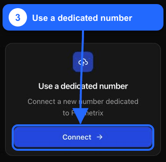 Hervorgehobene Option Use a dedicated number im WhatsApp-Verbindungsdialog