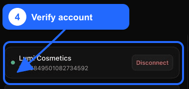 Nombre e ID de la cuenta de TikTok Ads conectada destacados